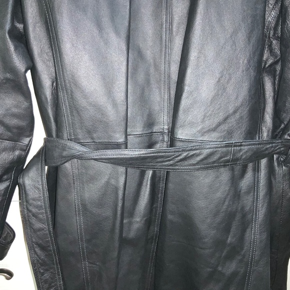 Guide Gear men’s leather double breasted trench coat Sz M removable lining belt - Picture 8 of 14